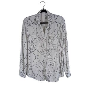 Milk & Honey Black & White Button Down Blouse Size XL